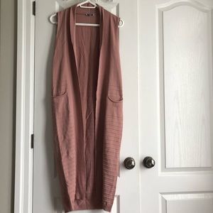 Blush Pink Sleeveless Long Cardigan/Vest